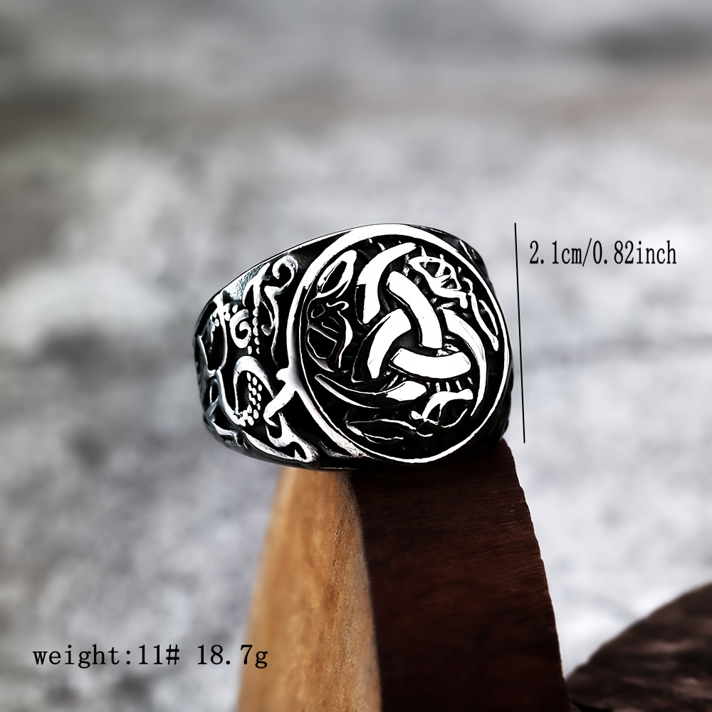 Vintage Viking Celtic Knot Dragon Pattern Titanium Steel Ring Men'S